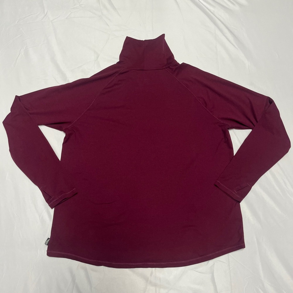 Eddie Bauer Womens Burgundy Funnel Neck Long Sleeve Active Top Kangaroo Pocket - Picture 8 of 9